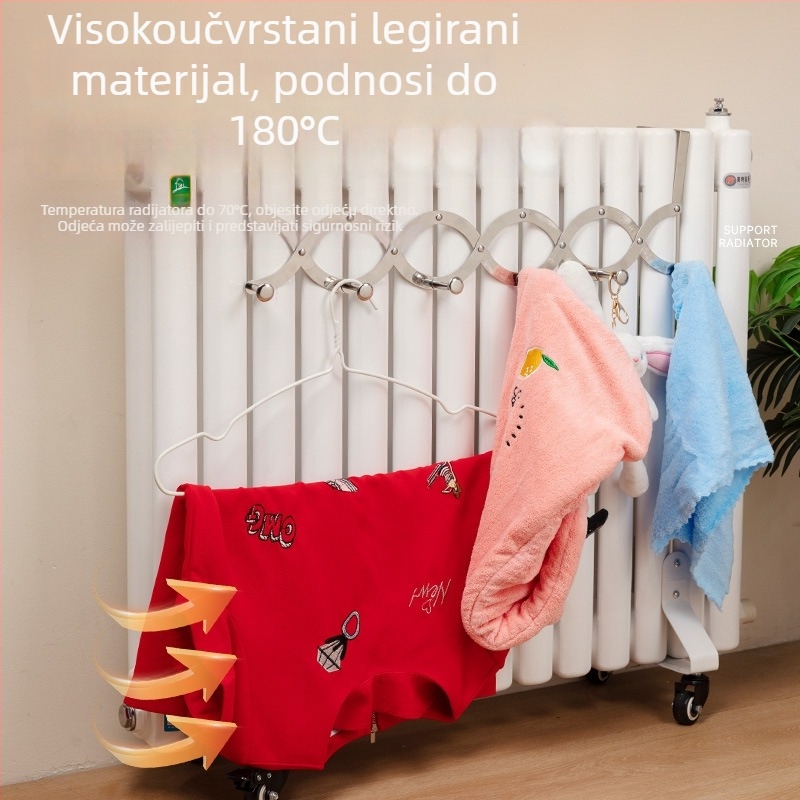 Kuka za radijator – izvučna od nehrđajućeg čelika, teleskopski stalak za vješanje odjeće, moderni minimalistički dizajn