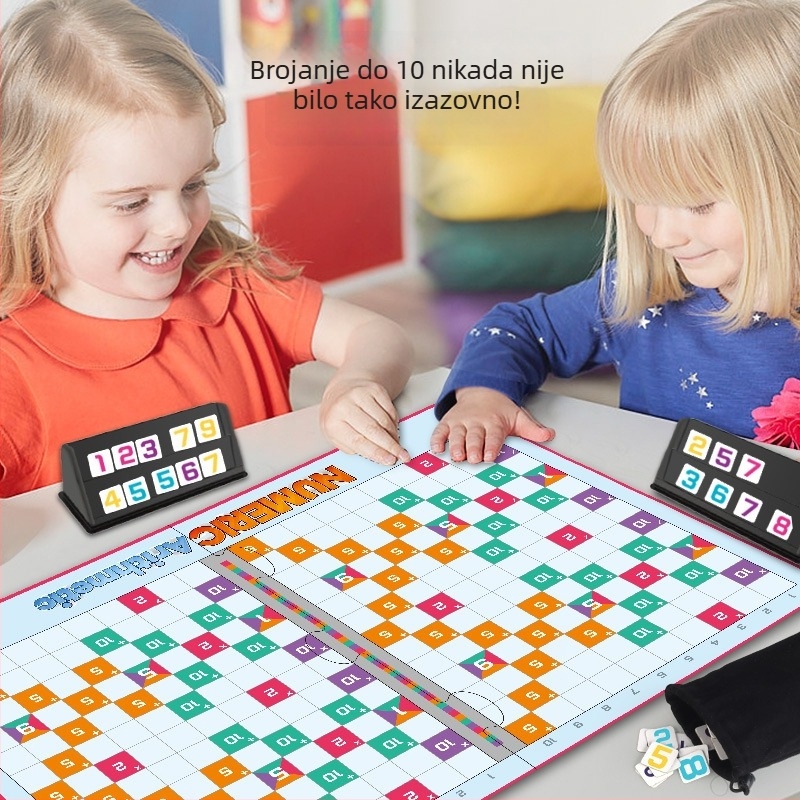 Družinska društvena igra s matematikom i aritmetikom te šarenim blokovima za poticanje logičkog razmišljanja — plastika, puzzle, uzrast 7–14 godina, interaktivna igra roditelj-dijete