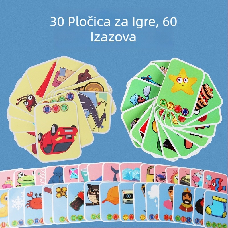 Interaktivna obiteljska igra s kartama za učenje riječi, razvoj uma i ranu englesku edukaciju