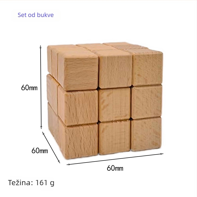 Bukovo drveno Soma kocka, 7-djelni set, u plastičnom pakiranju, puzzle Luban Lock (Kongming Lock), za djecu 4–6 godina, razvija finu motoriku i strpljenje
