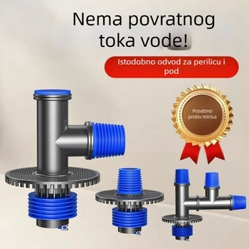 Kapa za T spoj odvod perilice rublje, nehrđajući čelik + ABS, anti miris, anti prelijevanje, kupaonski spoj