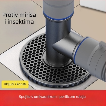 Kapa za T spoj odvod perilice rublje, nehrđajući čelik + ABS, anti miris, anti prelijevanje, kupaonski spoj