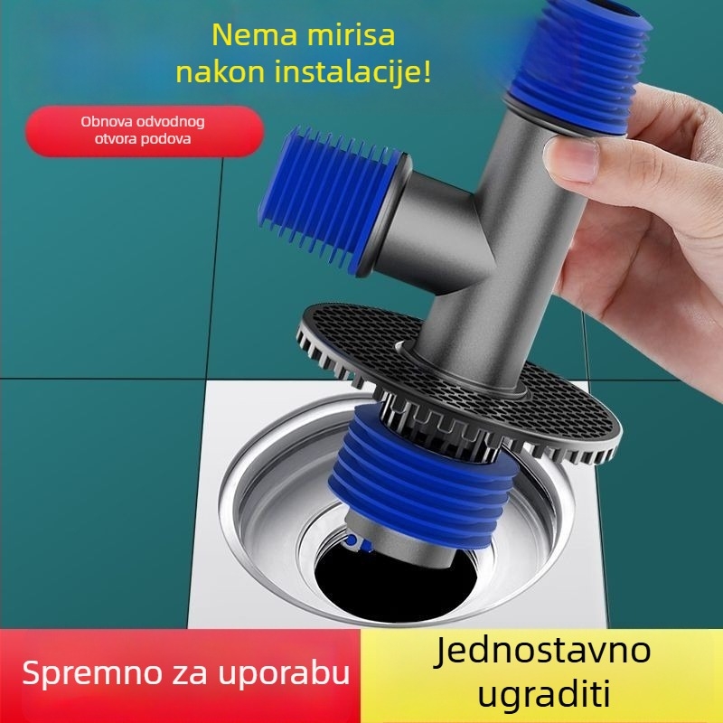 Kapa za T spoj odvod perilice rublje, nehrđajući čelik + ABS, anti miris, anti prelijevanje, kupaonski spoj