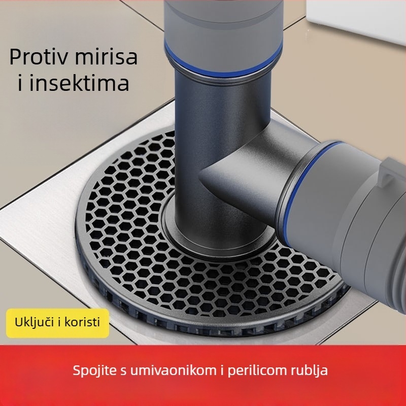 Kapa za T spoj odvod perilice rublje, nehrđajući čelik + ABS, anti miris, anti prelijevanje, kupaonski spoj