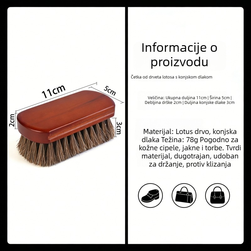 Cobeda/Kangbid Četka za cipele od konjske dlake – kvadratnog oblika, dezinfekcija, moderni minimalistički dizajn