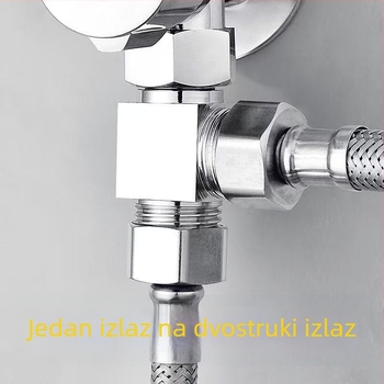 Bakreni Union Tee razdjelnik, jedan ulaz, dva izlaza, unutarnji/vanjski navoji, bakar-nerđajući čelik