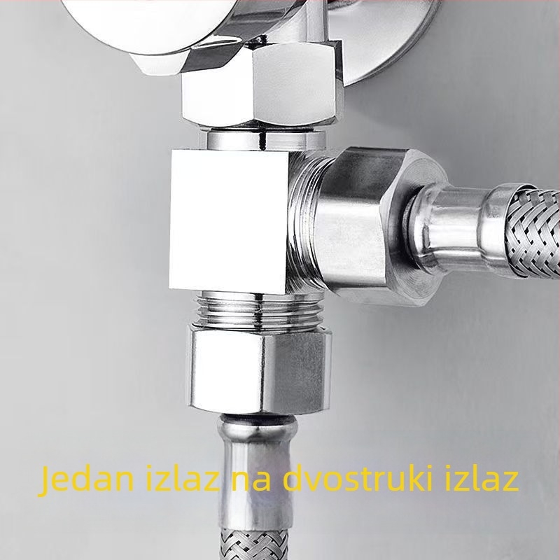 Bakreni Union Tee razdjelnik, jedan ulaz, dva izlaza, unutarnji/vanjski navoji, bakar-nerđajući čelik