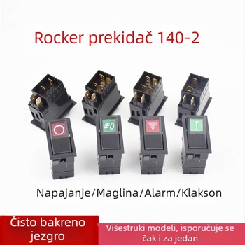 Xinwank 140-2 rocker prekidač za vozila, 12V/24V – sirena, dvostruki bljesak alarma, maglenke i gumb za glavna svjetla