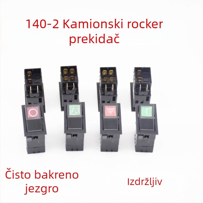 Xinwank 140-2 rocker prekidač za vozila, 12V/24V – sirena, dvostruki bljesak alarma, maglenke i gumb za glavna svjetla