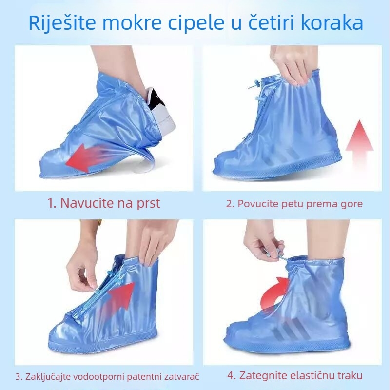 PVC zaštita za cipele, vodootporna, debela, unisex, s zatvaračem – Qitiyu