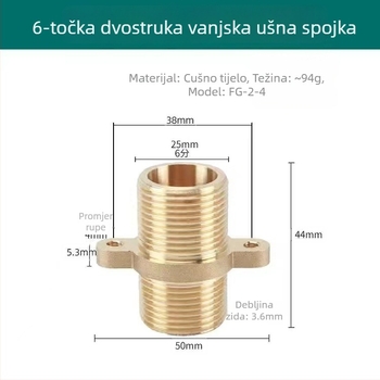 Mesingani ušni spojnik s dvostrukim navojem, moderni minimalistički stil, CE certifikat, Yisheng Plumbing