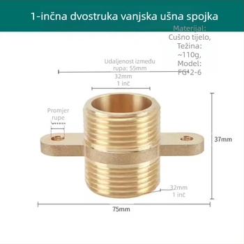 Mesingani ušni spojnik s dvostrukim navojem, moderni minimalistički stil, CE certifikat, Yisheng Plumbing
