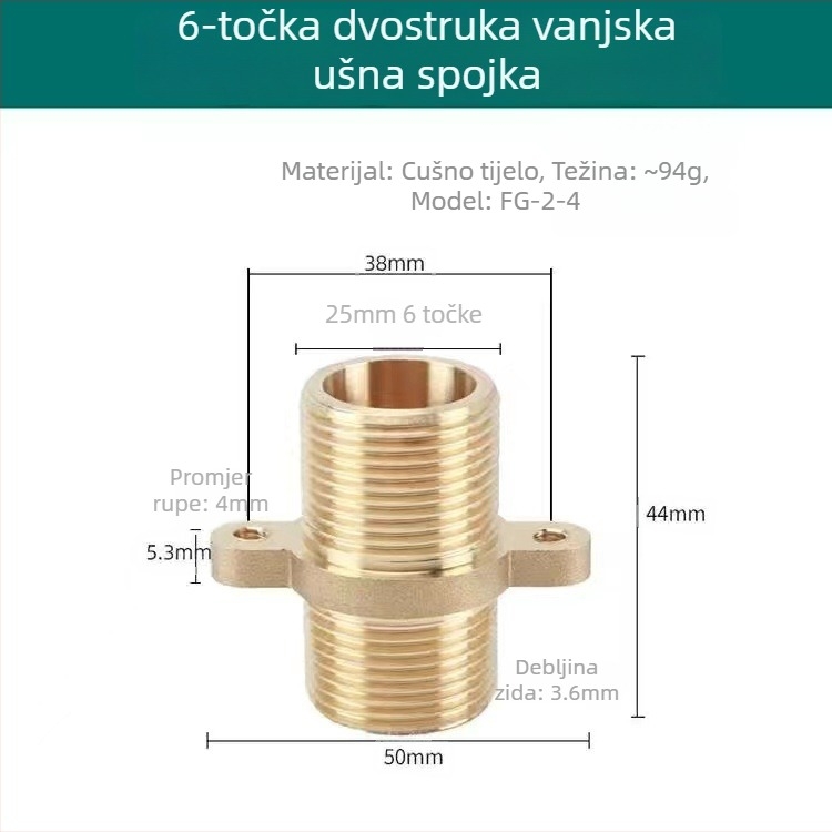 Mesingani ušni spojnik s dvostrukim navojem, moderni minimalistički stil, CE certifikat, Yisheng Plumbing