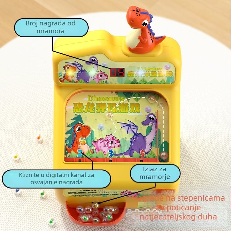 Dino pinball igračka za djecu 3–6 godina, sa svjetlima i glazbom, edukativna interaktivna igra koja razvija koordinaciju ruka-oko, ABS materijal.