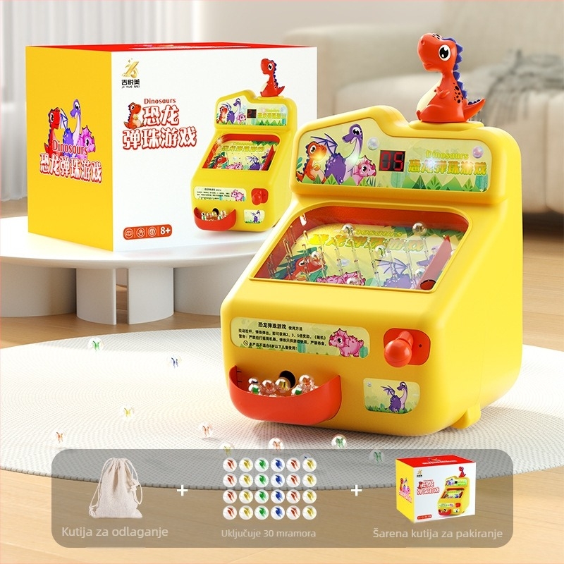 Dino pinball igračka za djecu 3–6 godina, sa svjetlima i glazbom, edukativna interaktivna igra koja razvija koordinaciju ruka-oko, ABS materijal.