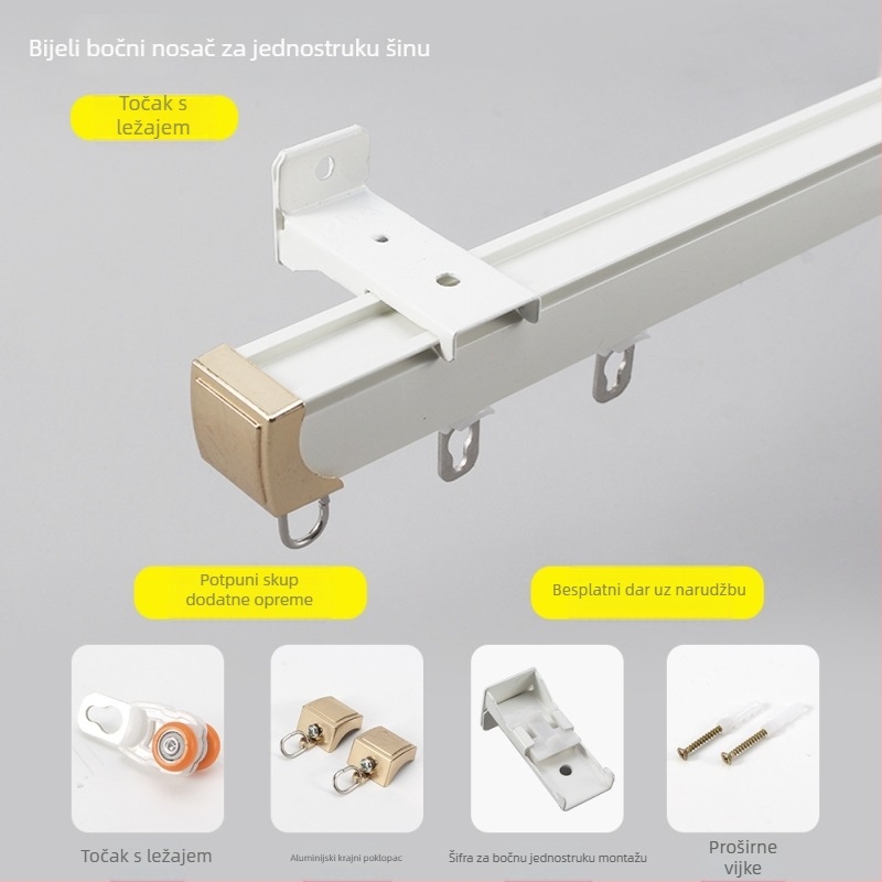 Sustav zavjesnih vodilica, aluminijska legura, model C830, elektroforezni završetak, moderni minimalizam, prilagodljiva obrada