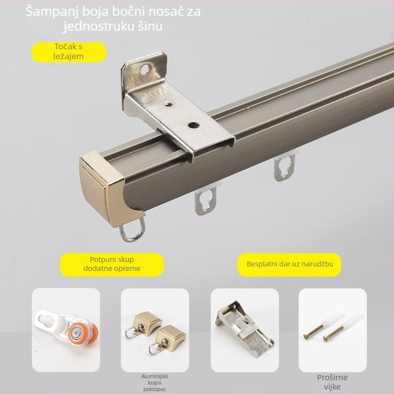 Sustav zavjesnih vodilica, aluminijska legura, model C830, elektroforezni završetak, moderni minimalizam, prilagodljiva obrada