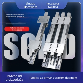 Skrivene teške šine za ladice dubokih ormara – tih rad, gornja i donja montaža (Materijal: hladno valjani čelik; Površinska obrada: galvanizirana; Model: Heaven and Earth rail; Marka: Zuo gang; Stil: moderni minimalizam)