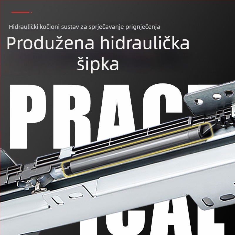 Skrivene teške šine za ladice dubokih ormara – tih rad, gornja i donja montaža (Materijal: hladno valjani čelik; Površinska obrada: galvanizirana; Model: Heaven and Earth rail; Marka: Zuo gang; Stil: moderni minimalizam)