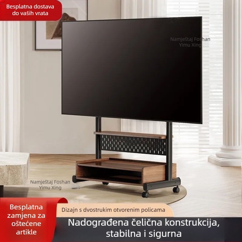 Pokretni podni stalak za televizor s kotačićima, za dnevni boravak i male stanove – višefunkcionalni TV ormarić
