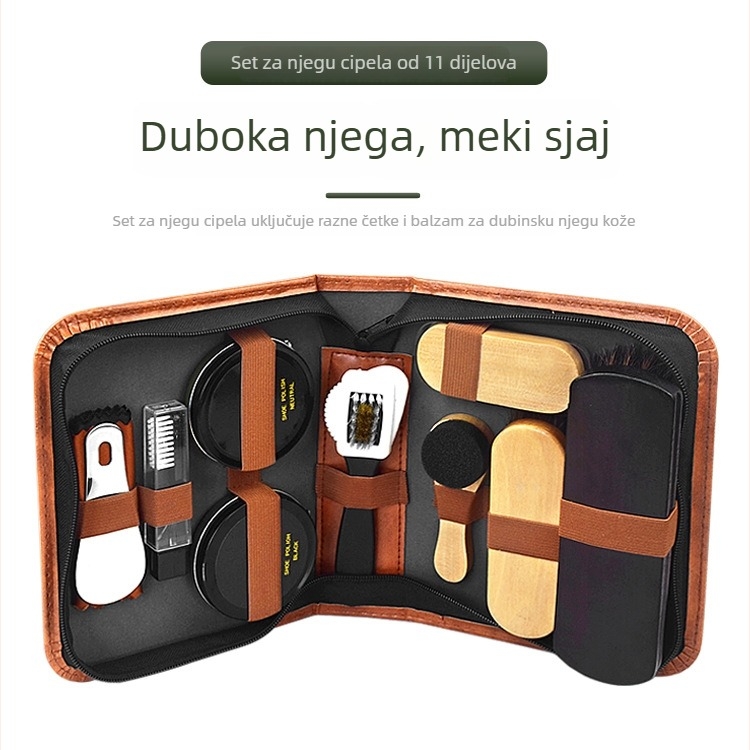 Junyiking set za njegu i poliranje kožnih cipela, 10 komada, alati za njegu prave kože