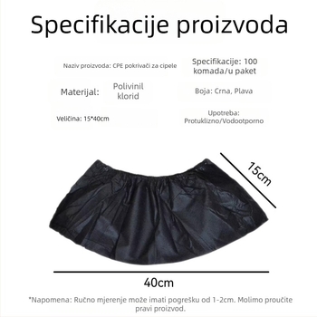 Jednokratne navlake za cipele, vodootporne i otporne na prašinu, debelog CPE materijala, protuklizne, za unutarnju uporabu