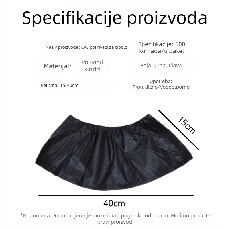 Jednokratne navlake za cipele, vodootporne i otporne na prašinu, debelog CPE materijala, protuklizne, za unutarnju uporabu