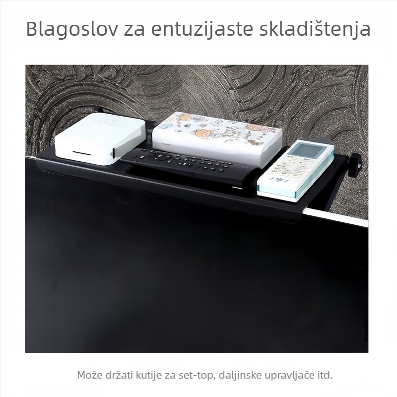 Stalak za TV set-top kutiju i ruter – moderan minimalistički stil, ugradnja bez bušenja, PP materijal, 1 sloj, pogodno za stolni prostor, spavaću sobu ili skladište