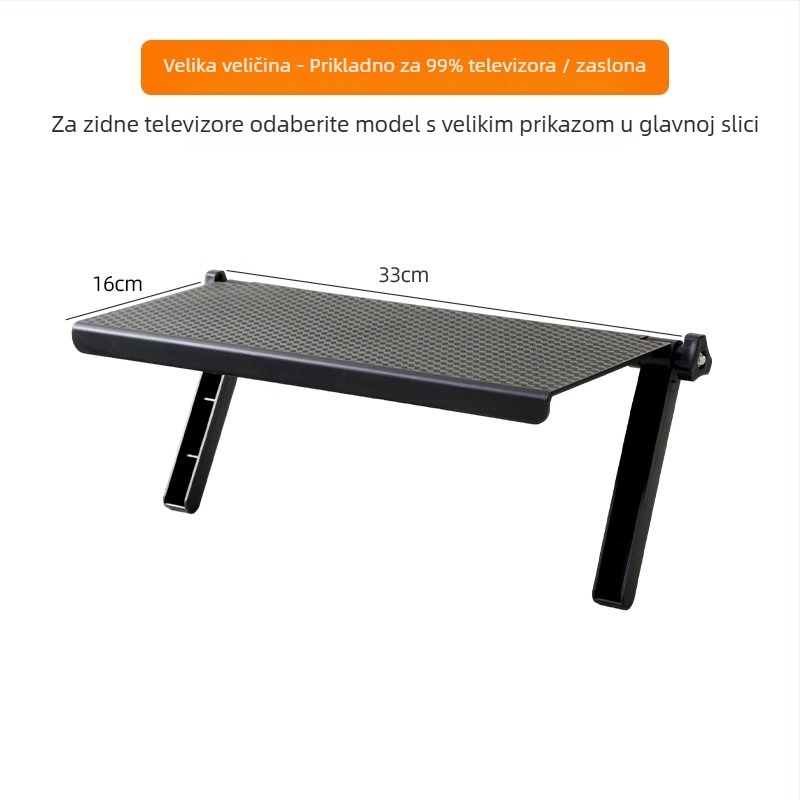 Stalak za TV set-top kutiju i ruter – moderan minimalistički stil, ugradnja bez bušenja, PP materijal, 1 sloj, pogodno za stolni prostor, spavaću sobu ili skladište