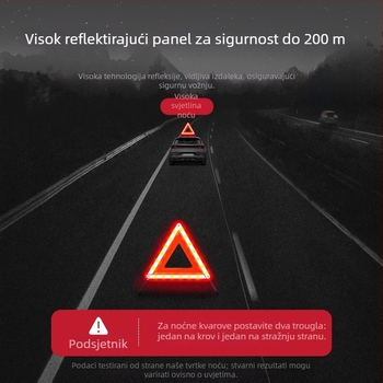 Automobilski znak upozorenja na trokut, vertikalni reflektirajući trokut, Marka: Xin Rui, Materijal: plast + reflektirajući materijal, Opseg uporabe: auto, Nacionalni standard