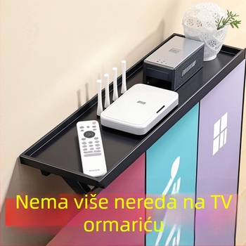 Polica za skladištenje televizijskog set-top boxa, organizator za usmjerivač i daljinski upravljač, stalak za monitor i računalo