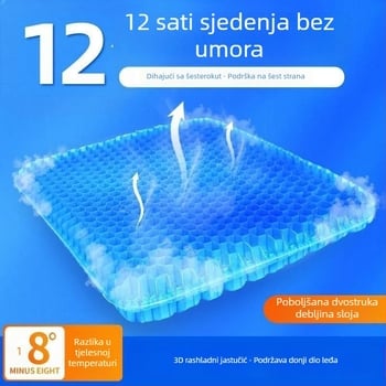 Gel podložak s pčelinjim saćem za hlađenje — prozračan, za sjedala automobila i uredske stolice, punilo: TPE, navlaka: PVC, stil: moderni minimalistički