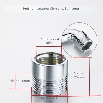 Bakreni adapter za slavinu 4→6 navoja za perilicu rublja