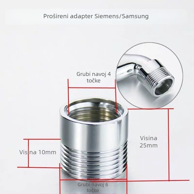 Bakreni adapter za slavinu 4→6 navoja za perilicu rublja
