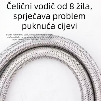 Pleteni cijev za dovod vode od nehrđajućeg čelika 304, dvostrano priključena, za toplu i hladnu vodu, za bojler i zahod, visok tlak, otporna na eksploziju