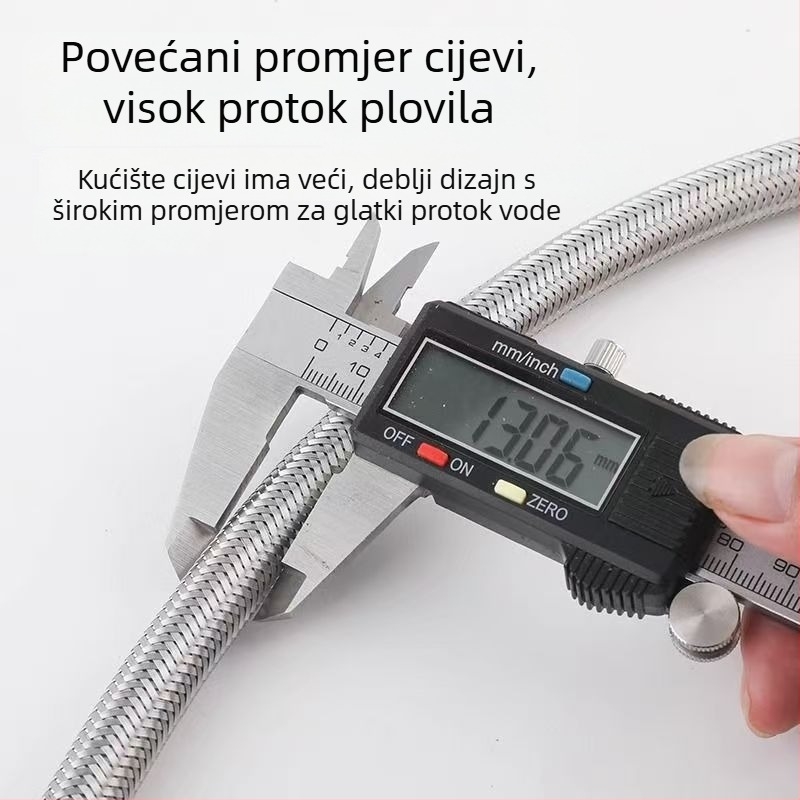 Pleteni cijev za dovod vode od nehrđajućeg čelika 304, dvostrano priključena, za toplu i hladnu vodu, za bojler i zahod, visok tlak, otporna na eksploziju