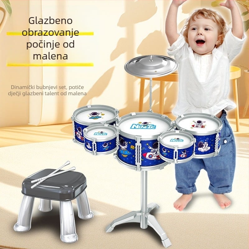 Dječji bubnjarski komplet, plastični, za djecu 4–6 godina, unisex, zapadni udarni instrumenti