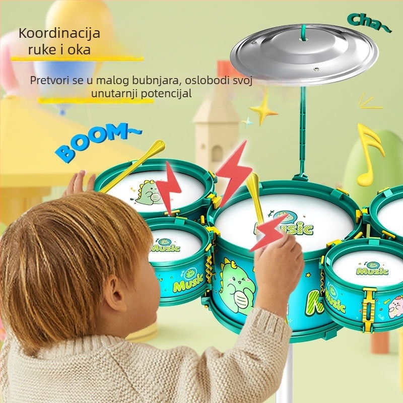 Dječji bubnjarski komplet, plastični, za djecu 4–6 godina, unisex, zapadni udarni instrumenti