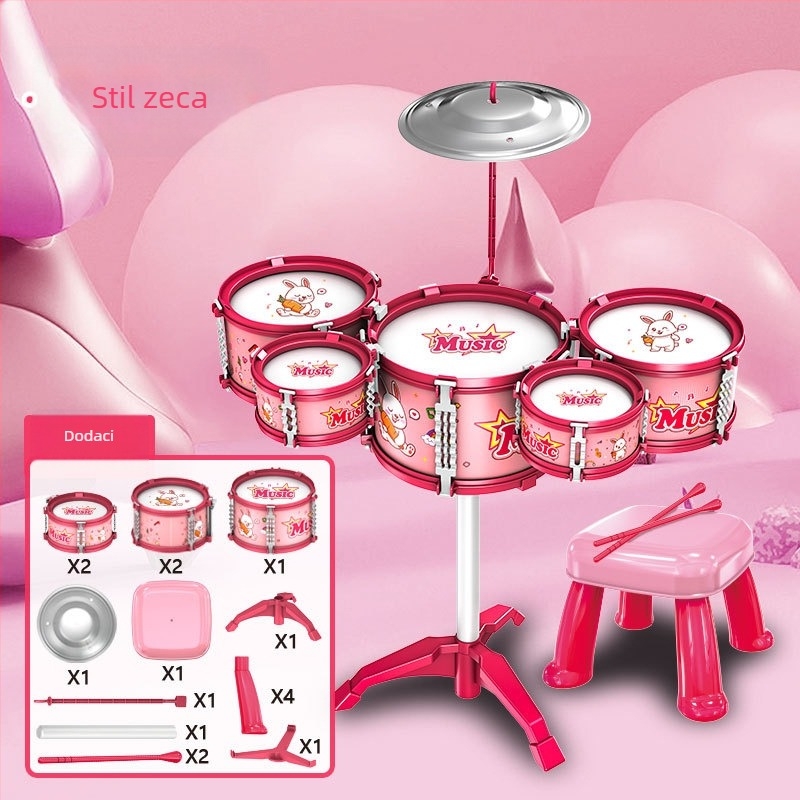 Dječji bubnjarski komplet, plastični, za djecu 4–6 godina, unisex, zapadni udarni instrumenti