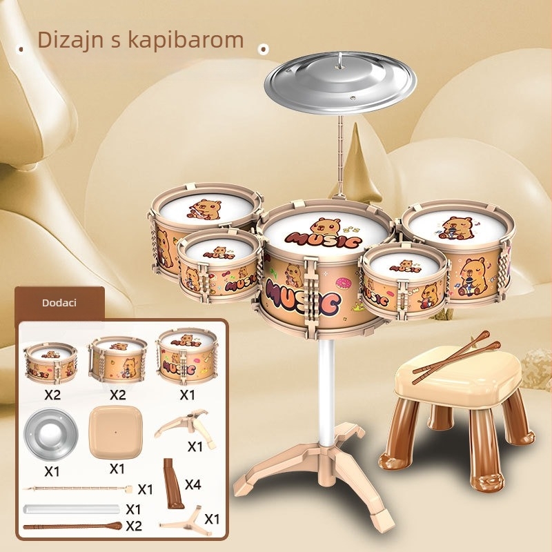 Dječji bubnjarski komplet, plastični, za djecu 4–6 godina, unisex, zapadni udarni instrumenti