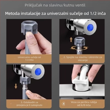 Produžni vodovodni crijevo za perilicu rublja — univerzalno, debeli, s direktnim konektorom (ABS materijal; moderan stil)