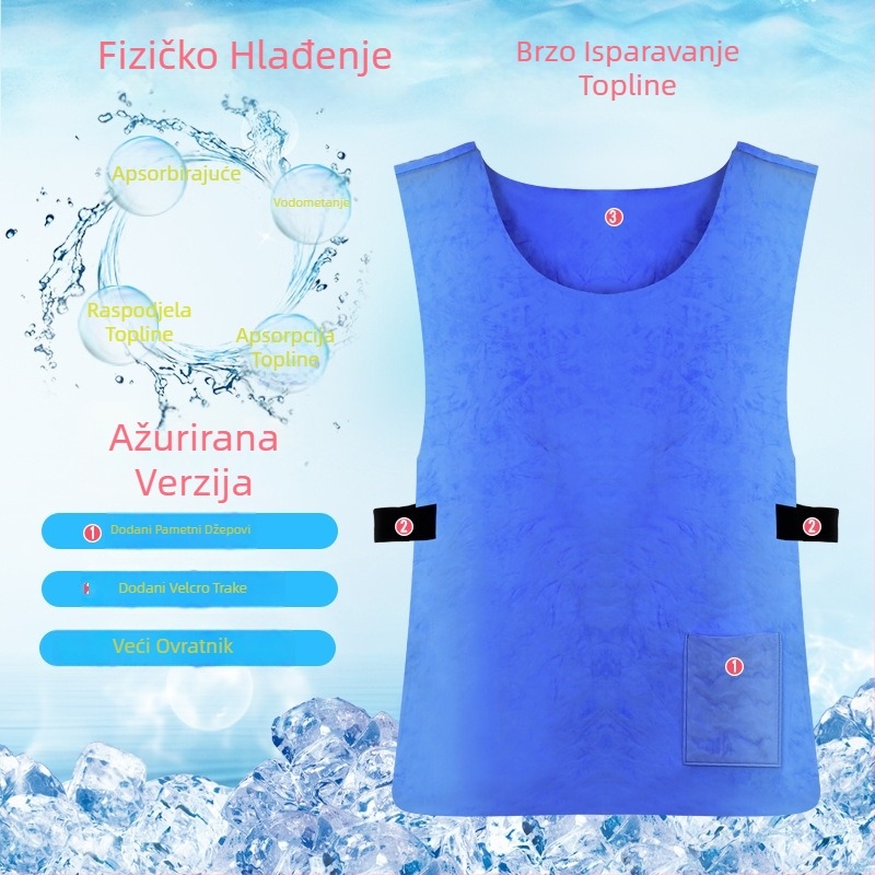 Hlađena vesta s ledenim jastučićem (Materijal tkanine: PVA; Punilo: Voda; Težina: 270 g; Svrha: prevencija toplinskog udara i hlađenje)
