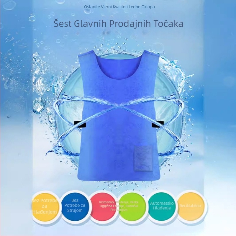 Hlađena vesta s ledenim jastučićem (Materijal tkanine: PVA; Punilo: Voda; Težina: 270 g; Svrha: prevencija toplinskog udara i hlađenje)
