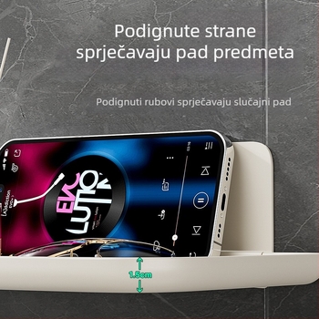 Grain fruit Sklopivi zidni stalak za pohranu, vaku montiranje bez bušenja, 1 etaža, plastika, za kupaonicu, spavaću sobu i ured