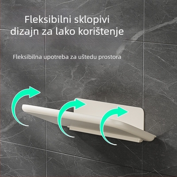Grain fruit Sklopivi zidni stalak za pohranu, vaku montiranje bez bušenja, 1 etaža, plastika, za kupaonicu, spavaću sobu i ured
