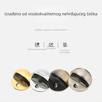 Zinkova aluminijska vrata stopper, tih rad, otpor udara, debeľija verzija za kupaonicu, polukružni oblik s vrhom školjkastog izgleda, podna ugradnja, elektroplatirani završni sloj