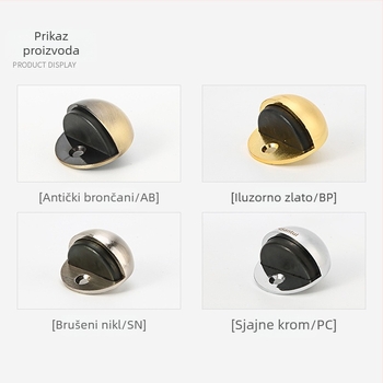 Zinkova aluminijska vrata stopper, tih rad, otpor udara, debeľija verzija za kupaonicu, polukružni oblik s vrhom školjkastog izgleda, podna ugradnja, elektroplatirani završni sloj
