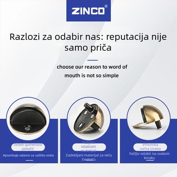 Zinkova aluminijska vrata stopper, tih rad, otpor udara, debeľija verzija za kupaonicu, polukružni oblik s vrhom školjkastog izgleda, podna ugradnja, elektroplatirani završni sloj