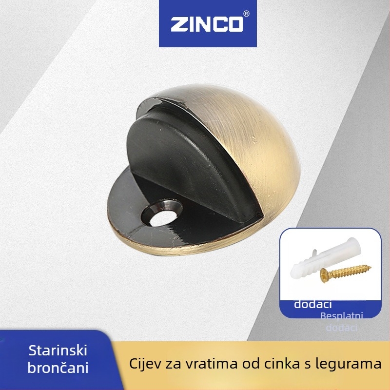Zinkova aluminijska vrata stopper, tih rad, otpor udara, debeľija verzija za kupaonicu, polukružni oblik s vrhom školjkastog izgleda, podna ugradnja, elektroplatirani završni sloj