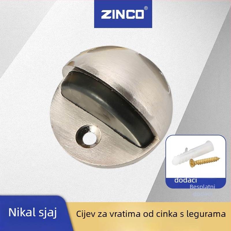 Zinkova aluminijska vrata stopper, tih rad, otpor udara, debeľija verzija za kupaonicu, polukružni oblik s vrhom školjkastog izgleda, podna ugradnja, elektroplatirani završni sloj